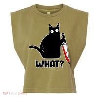 Halloween Cat what? Bloody Knife Garment-Dyed Women's Muscle Tee thumb 0