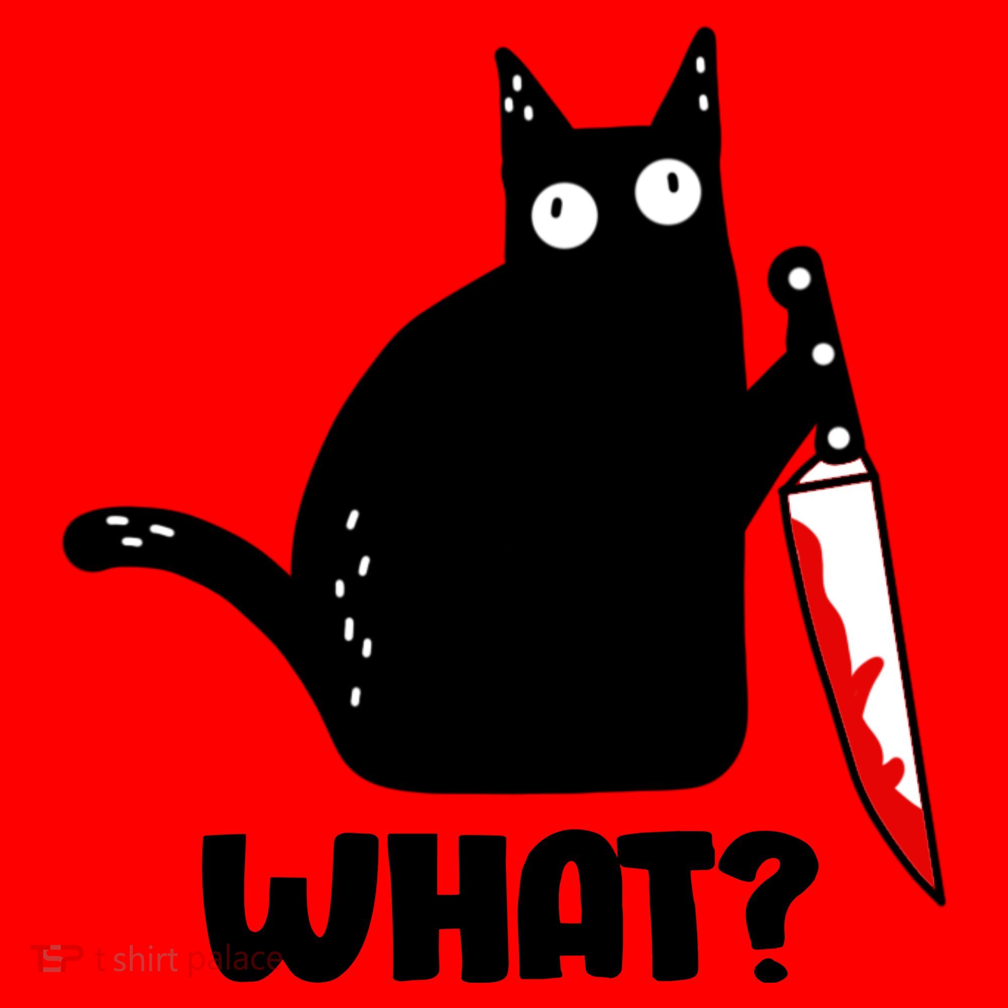 Halloween Cat what? Bloody Knife Santa Hat