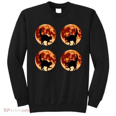 Halloween Cat with Full Moon Phases Sweatshirt
