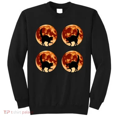 Halloween Cat with Full Moon Phases Sweatshirt