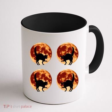 Halloween Cat with Full Moon Phases Coffee Mug back