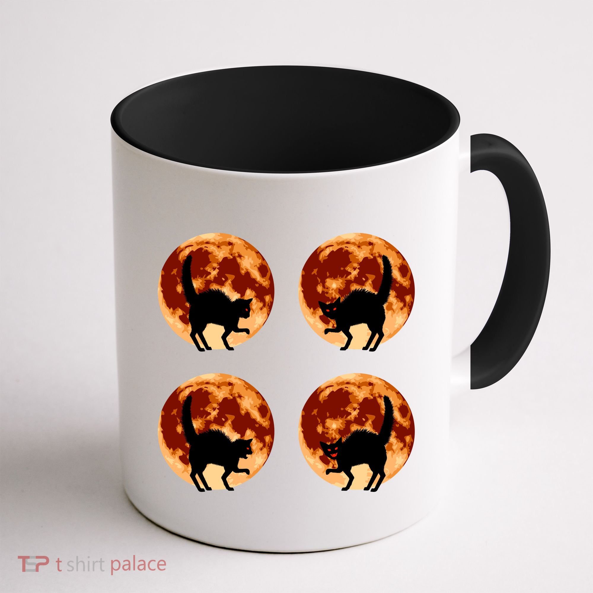 Halloween Cat with Full Moon Phases Coffee Mug