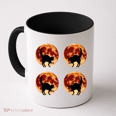 Halloween Cat with Full Moon Phases Coffee Mug
