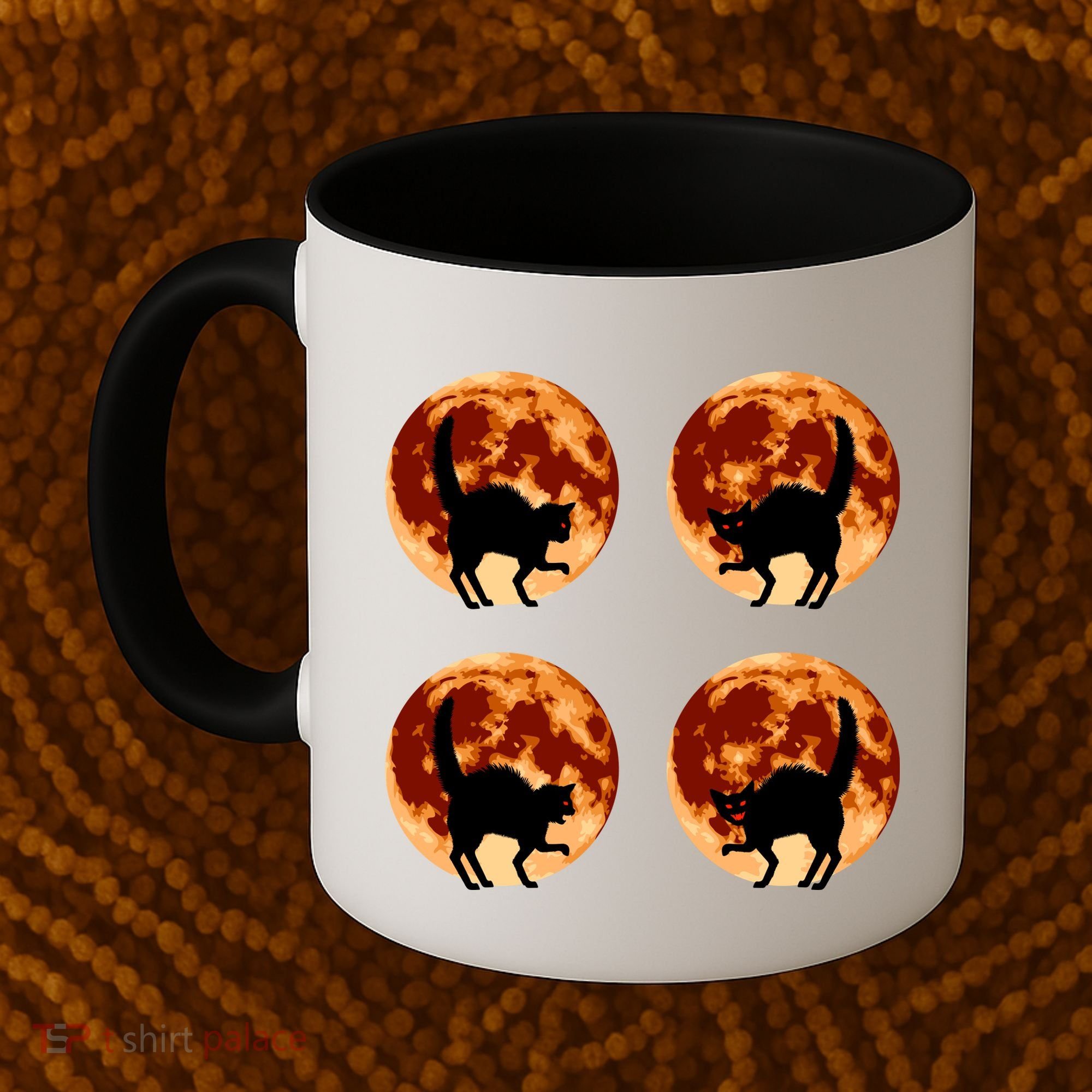 Halloween Cat with Full Moon Phases Coffee Mug
