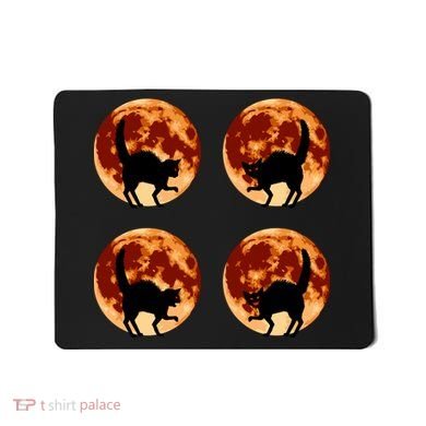 Halloween Cat with Full Moon Phases Mousepad