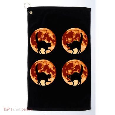 Halloween Cat with Full Moon Phases Golf Towel