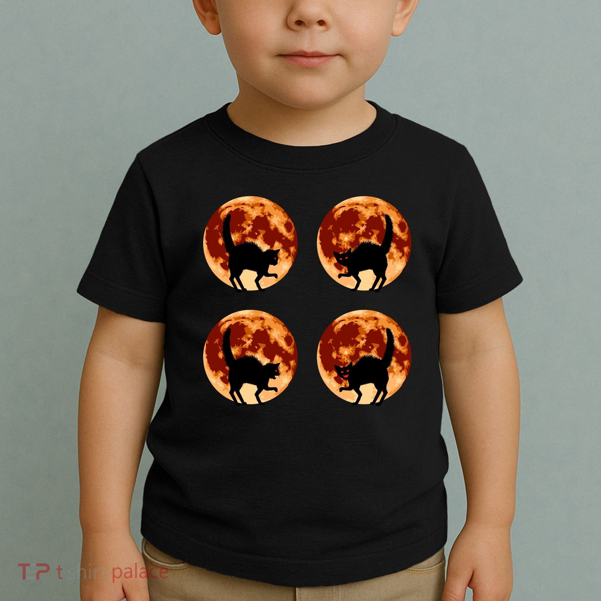 Halloween Cat with Full Moon Phases Toddler T-Shirt