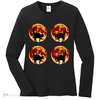 Halloween Cat with Full Moon Phases Women's Long Sleeve Shirt thumb 0