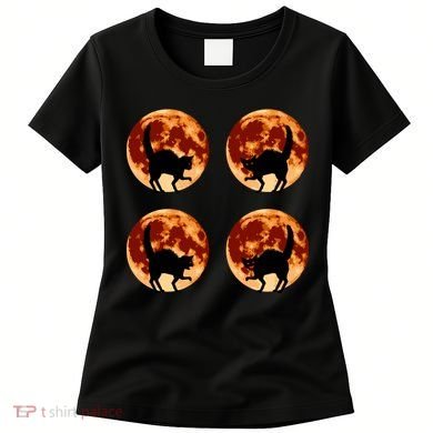 Halloween Cat with Full Moon Phases Women's T-Shirt