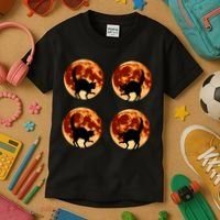 Halloween Cat with Full Moon Phases Kids T-Shirt thumb 3