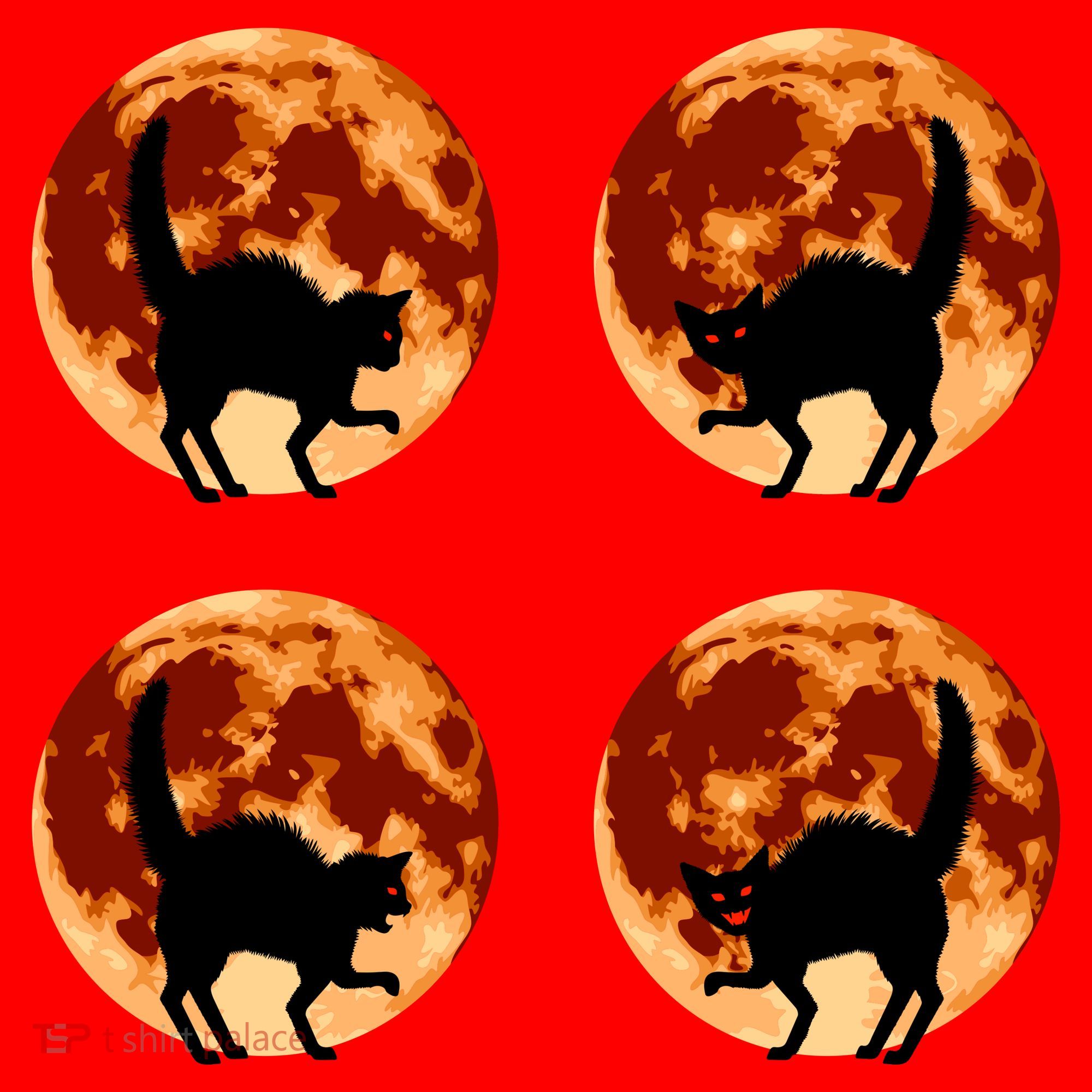 Halloween Cat with Full Moon Phases Santa Hat