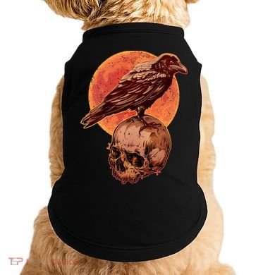 Halloween Cool Raven Crow Skull And Moon Doggie Tank