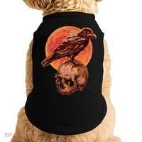 Halloween Cool Raven Crow Skull And Moon Doggie Tank thumb 0