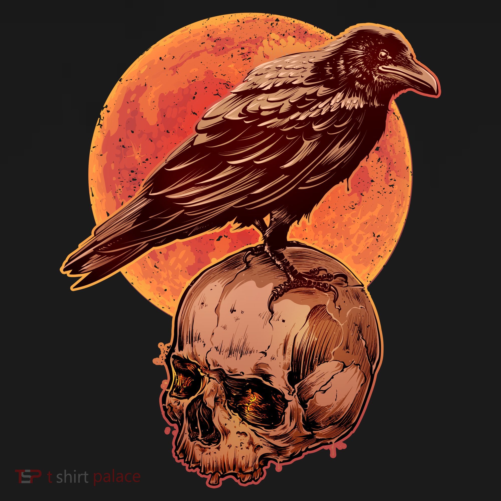Halloween Cool Raven Crow Skull And Moon Apron