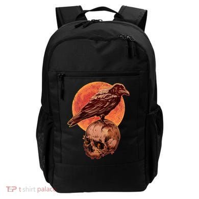 Halloween Cool Raven Crow Skull And Moon Backpack