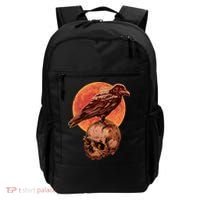 Halloween Cool Raven Crow Skull And Moon Backpack thumb 0