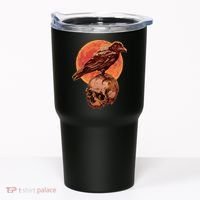 Halloween Cool Raven Crow Skull And Moon Tumbler thumb 0