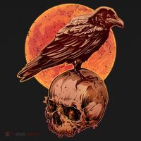 Halloween Cool Raven Crow Skull And Moon Mousepad thumb 1