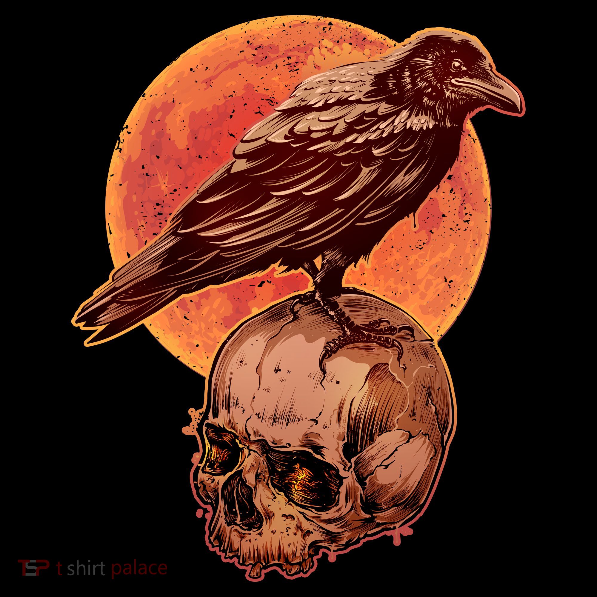 Halloween Cool Raven Crow Skull And Moon Women's Tank Top