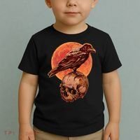 Halloween Cool Raven Crow Skull And Moon Toddler T-Shirt thumb 2