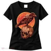 Halloween Cool Raven Crow Skull And Moon Women's T-Shirt thumb 0