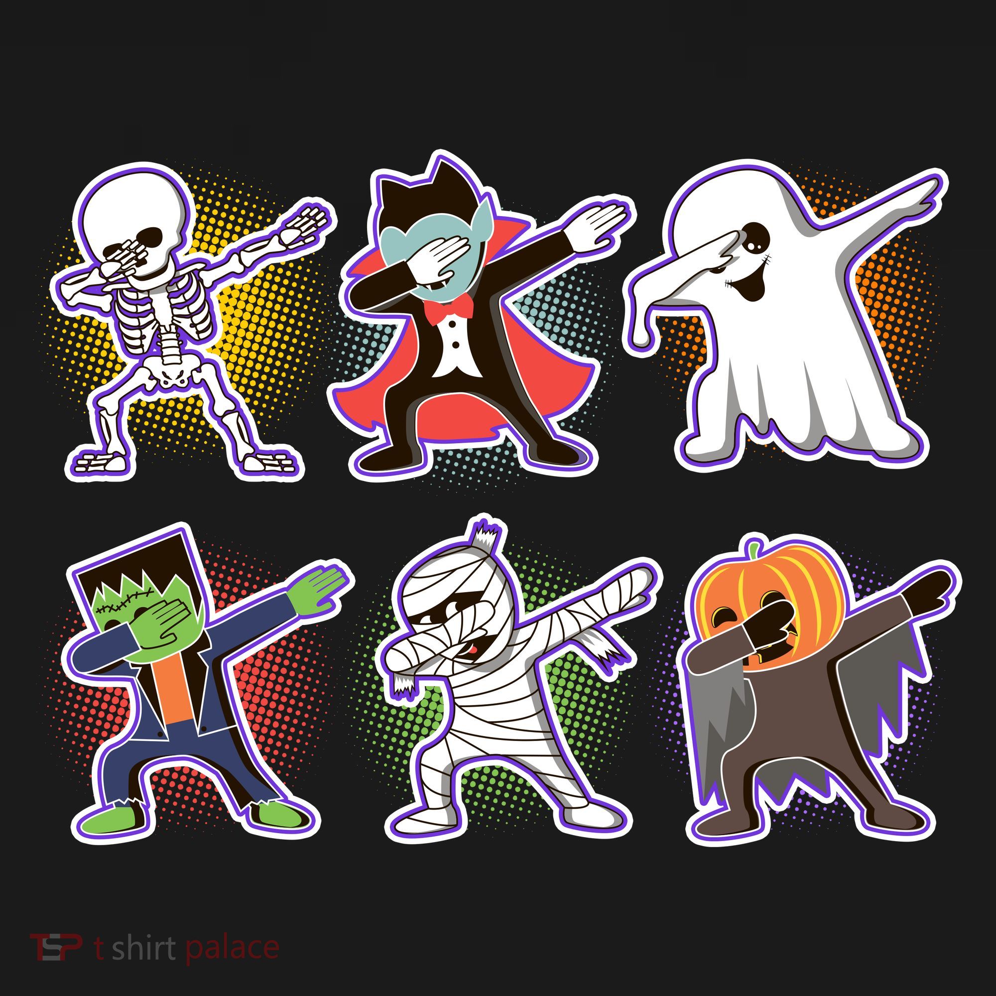 Halloween Cute Funny Dabbing Monsters Apron