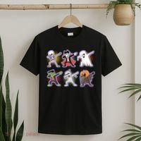 Halloween Cute Funny Dabbing Monsters T-Shirt thumb 2
