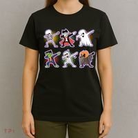 Halloween Cute Funny Dabbing Monsters T-Shirt thumb 4