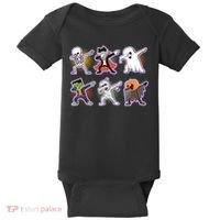 Halloween Cute Funny Dabbing Monsters Baby Bodysuit thumb 0