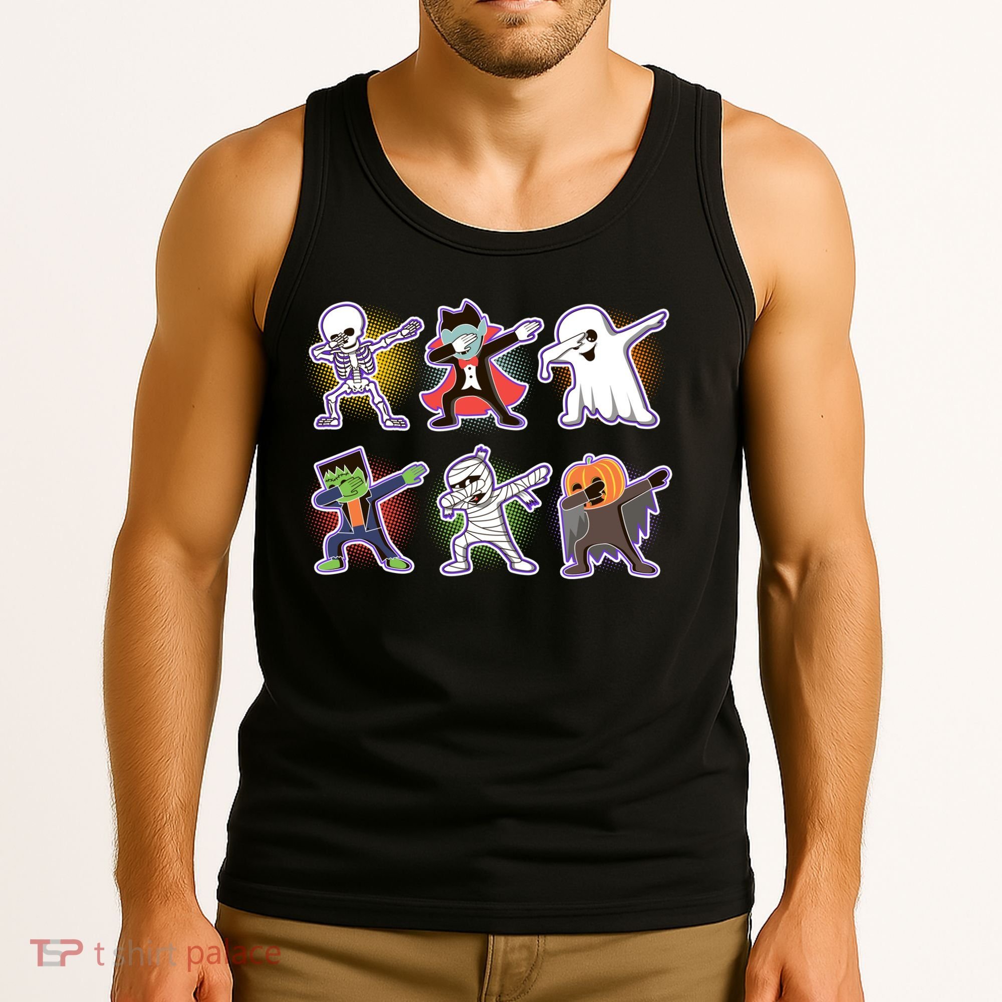 Halloween Cute Funny Dabbing Monsters Tank Top