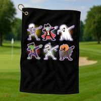 Halloween Cute Funny Dabbing Monsters Golf Towel thumb 1
