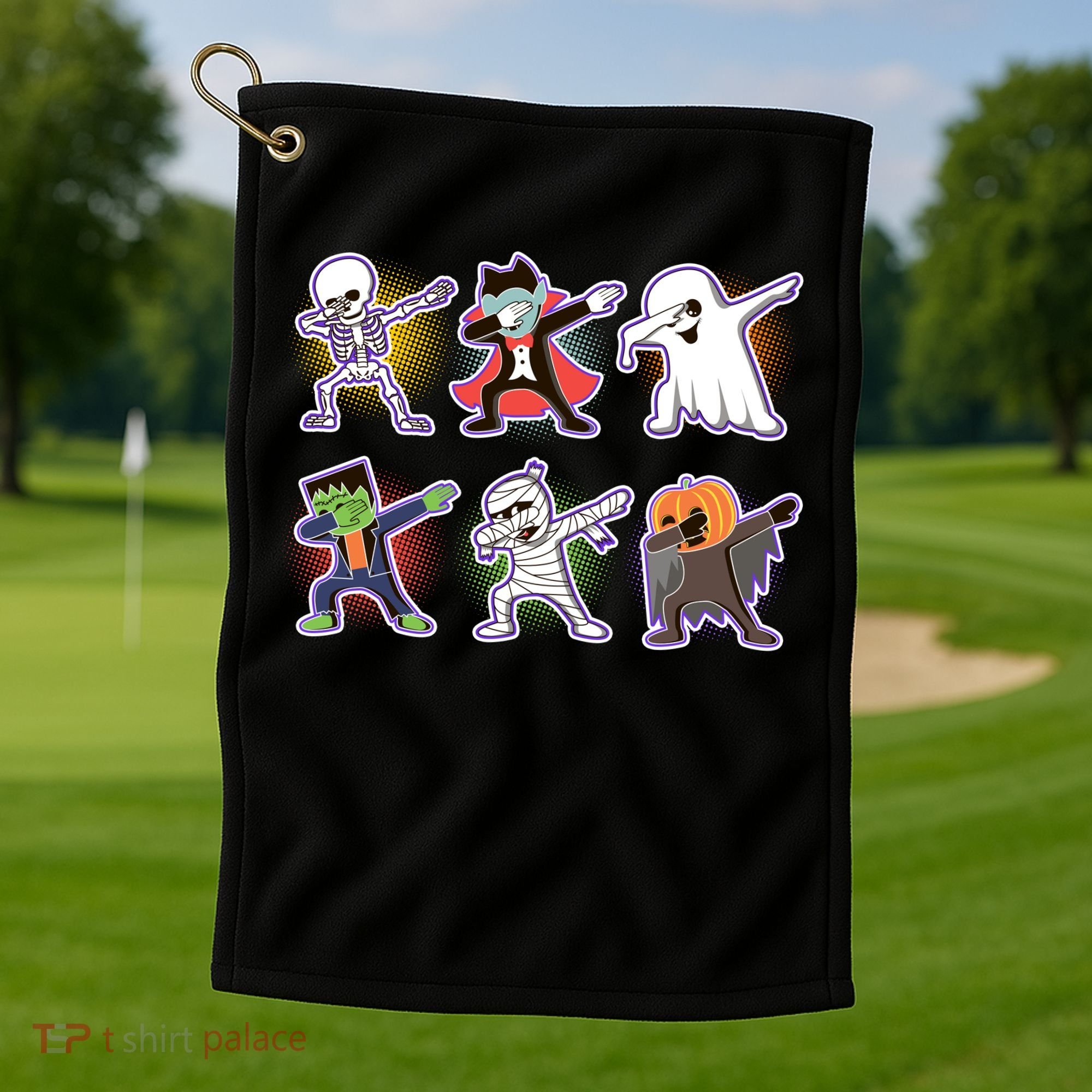 Halloween Cute Funny Dabbing Monsters Golf Towel