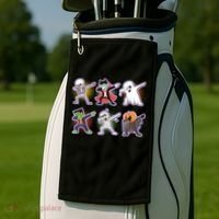 Halloween Cute Funny Dabbing Monsters Golf Towel thumb 2