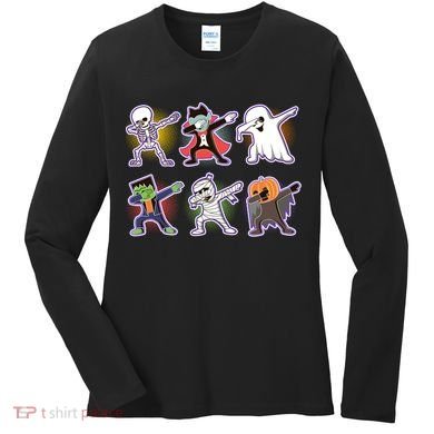 Halloween Cute Funny Dabbing Monsters Women's Long Sleeve Shirt