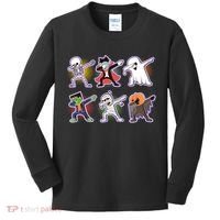 Halloween Cute Funny Dabbing Monsters Kids Long Sleeve Shirt thumb 0