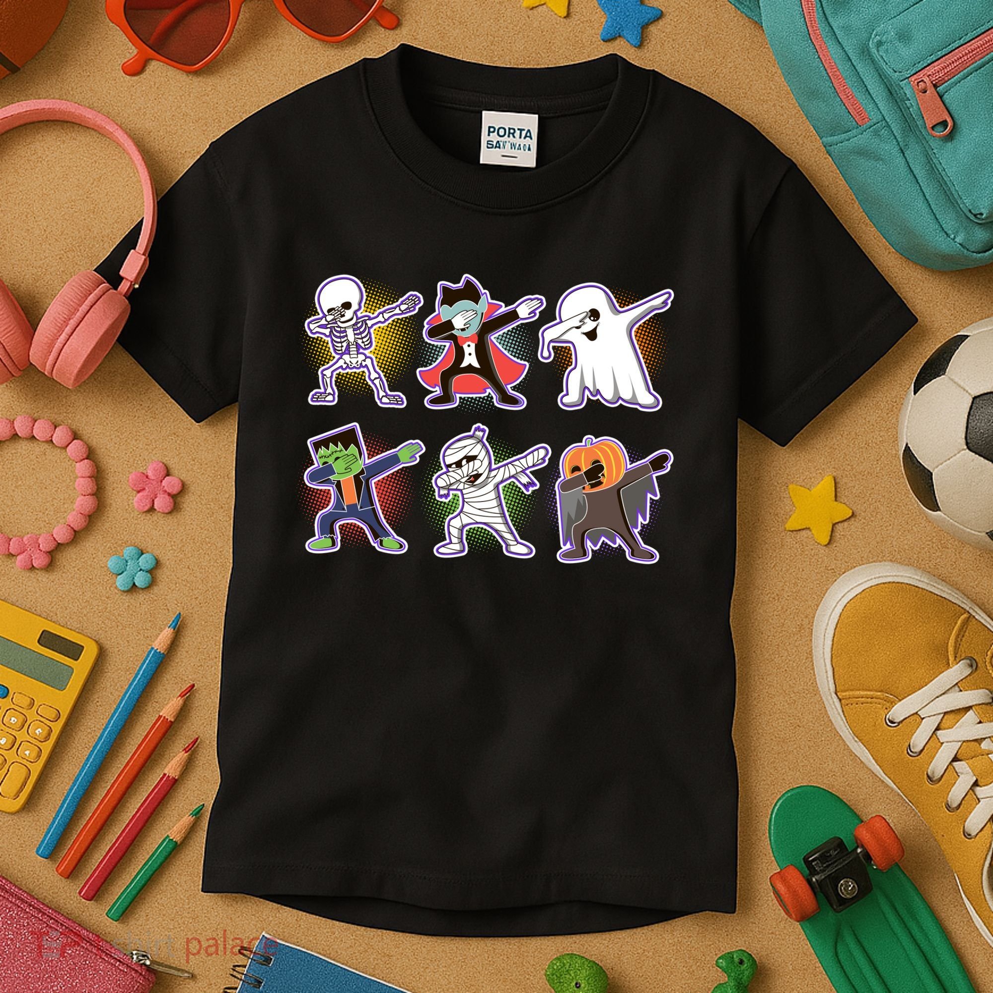 Halloween Cute Funny Dabbing Monsters Kids T-Shirt