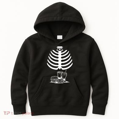 Halloween fast food skeleton Kids Hoodie