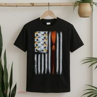 Halloween Flag Witches Broomstick American Flag USA T-Shirt thumb 2
