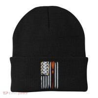 Halloween Flag Witches Broomstick American Flag USA Beanie thumb 0
