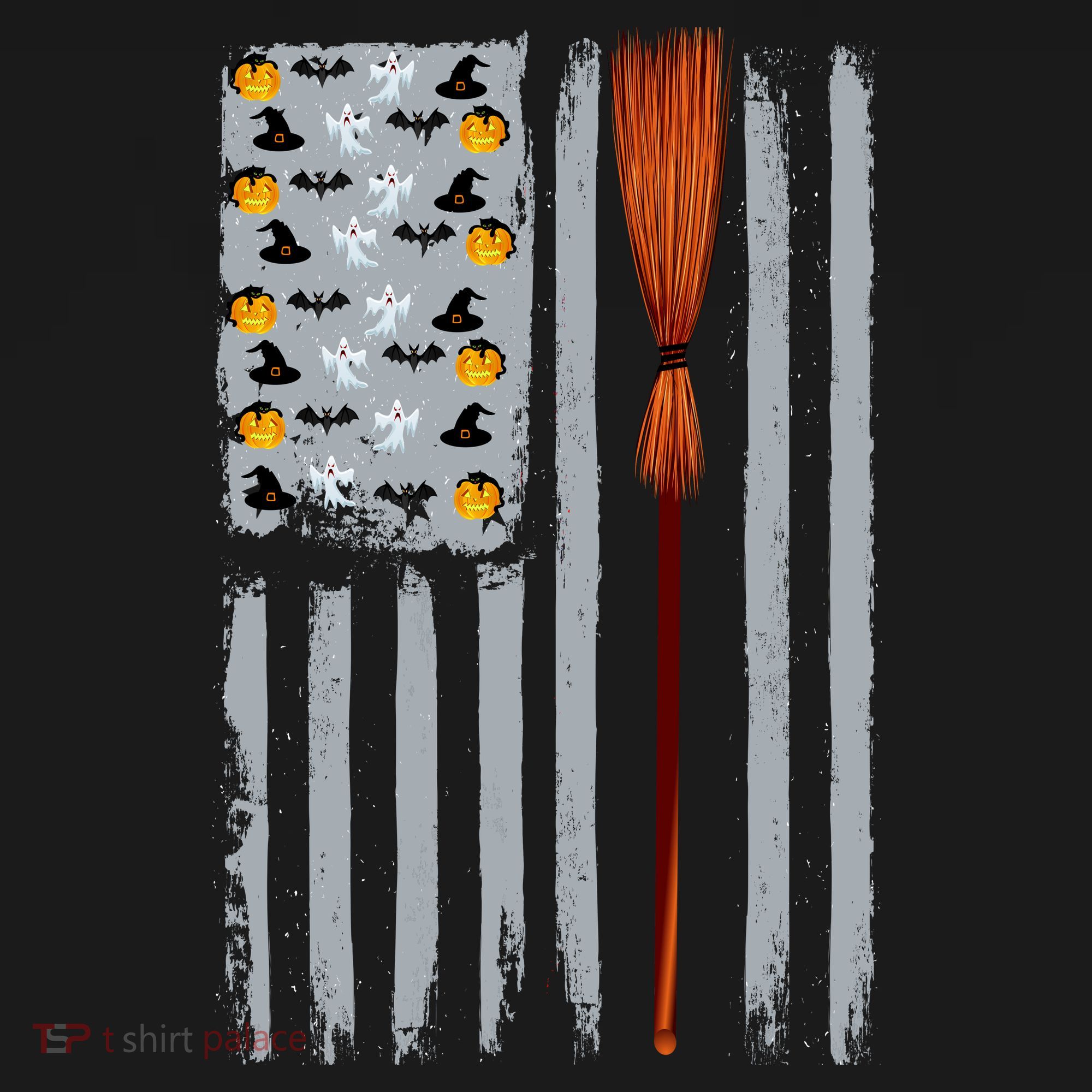 Halloween Flag Witches Broomstick American Flag USA Women's Tank Top