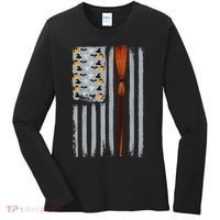Halloween Flag Witches Broomstick American Flag USA Women's Long Sleeve Shirt thumb 0
