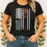 Halloween Flag Witches Broomstick American Flag USA Women's T-Shirt thumb 2