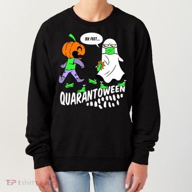 Halloween Funny Quarantoween 6 Feet Pumpkin Ghost Women's Sweatshirt