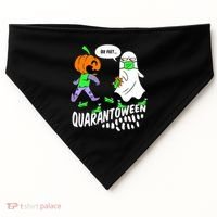 Halloween Funny Quarantoween 6 Feet Pumpkin Ghost USA-Made Doggie Bandana thumb 0