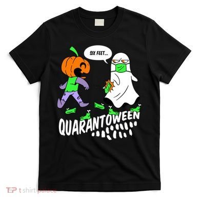 Halloween Funny Quarantoween 6 Feet Pumpkin Ghost T-Shirt
