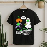 Halloween Funny Quarantoween 6 Feet Pumpkin Ghost T-Shirt thumb 2