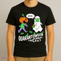 Halloween Funny Quarantoween 6 Feet Pumpkin Ghost T-Shirt thumb 3