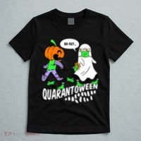 Halloween Funny Quarantoween 6 Feet Pumpkin Ghost T-Shirt thumb 5