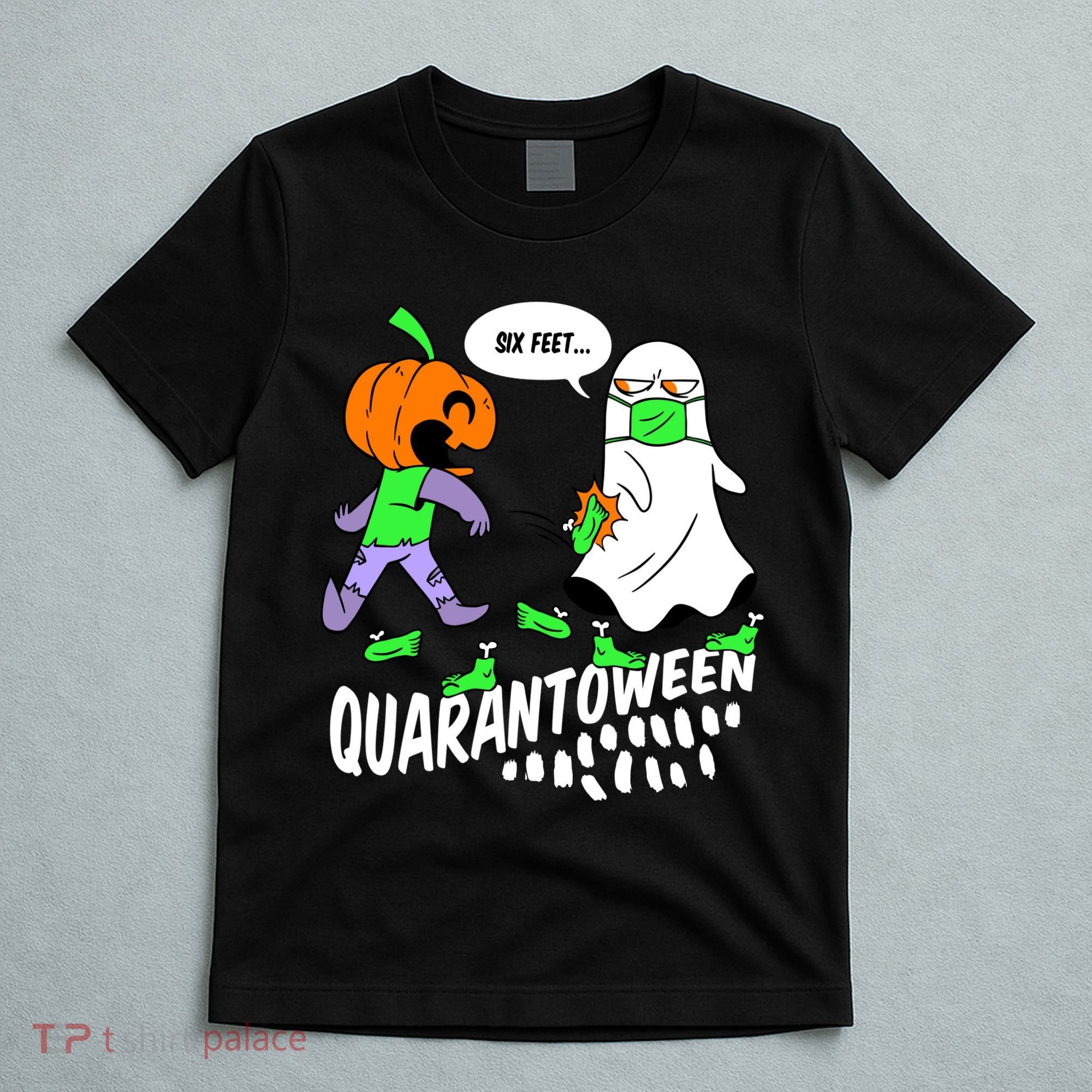 Halloween Funny Quarantoween 6 Feet Pumpkin Ghost T-Shirt