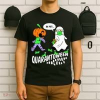 Halloween Funny Quarantoween 6 Feet Pumpkin Ghost T-Shirt thumb 6